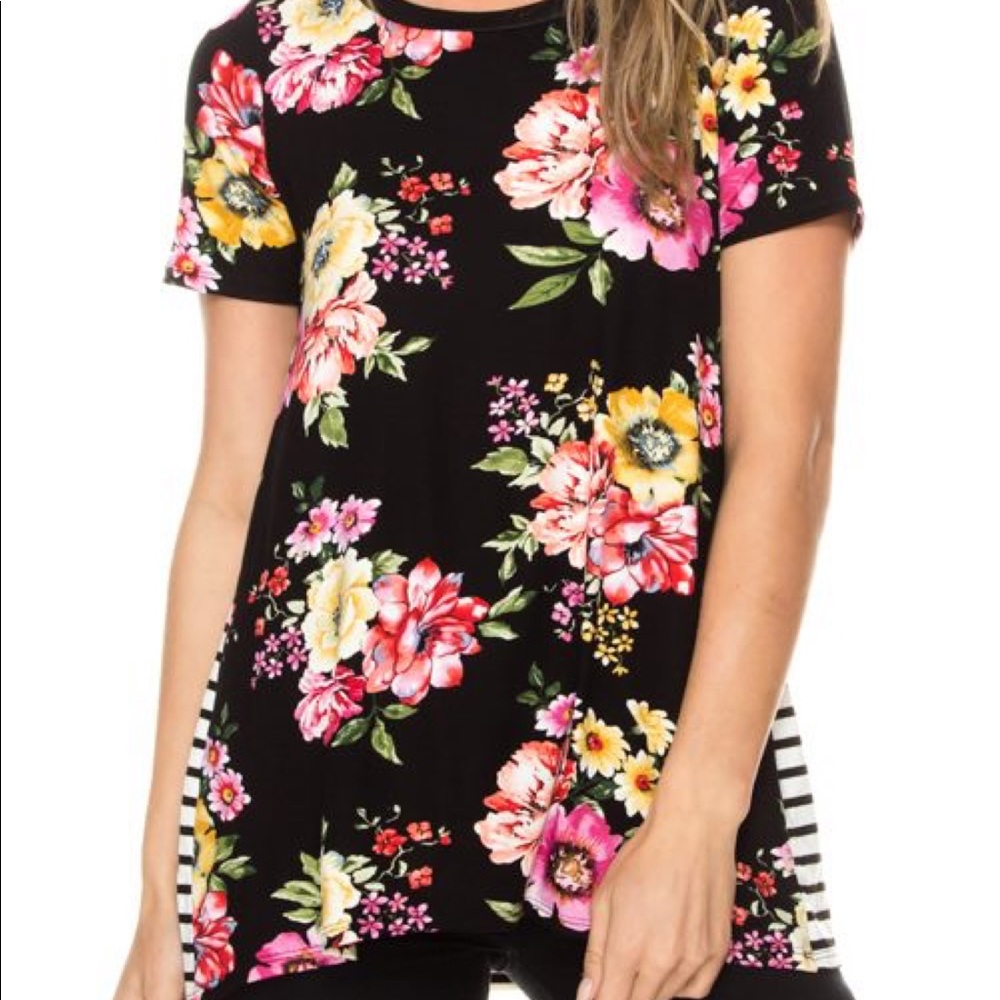 Floral stripe top